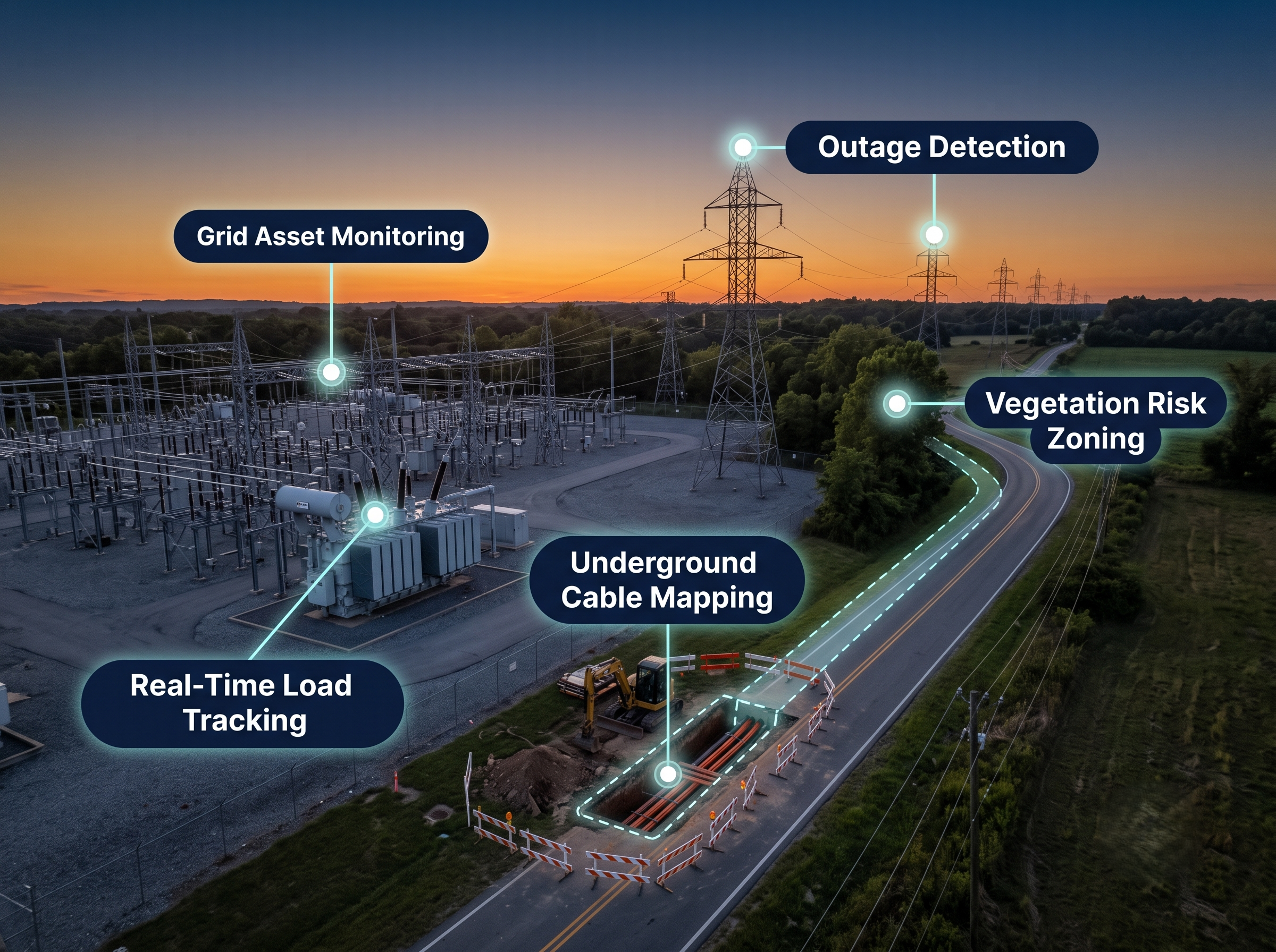 Electrical Grid Substation and Transmission Network
